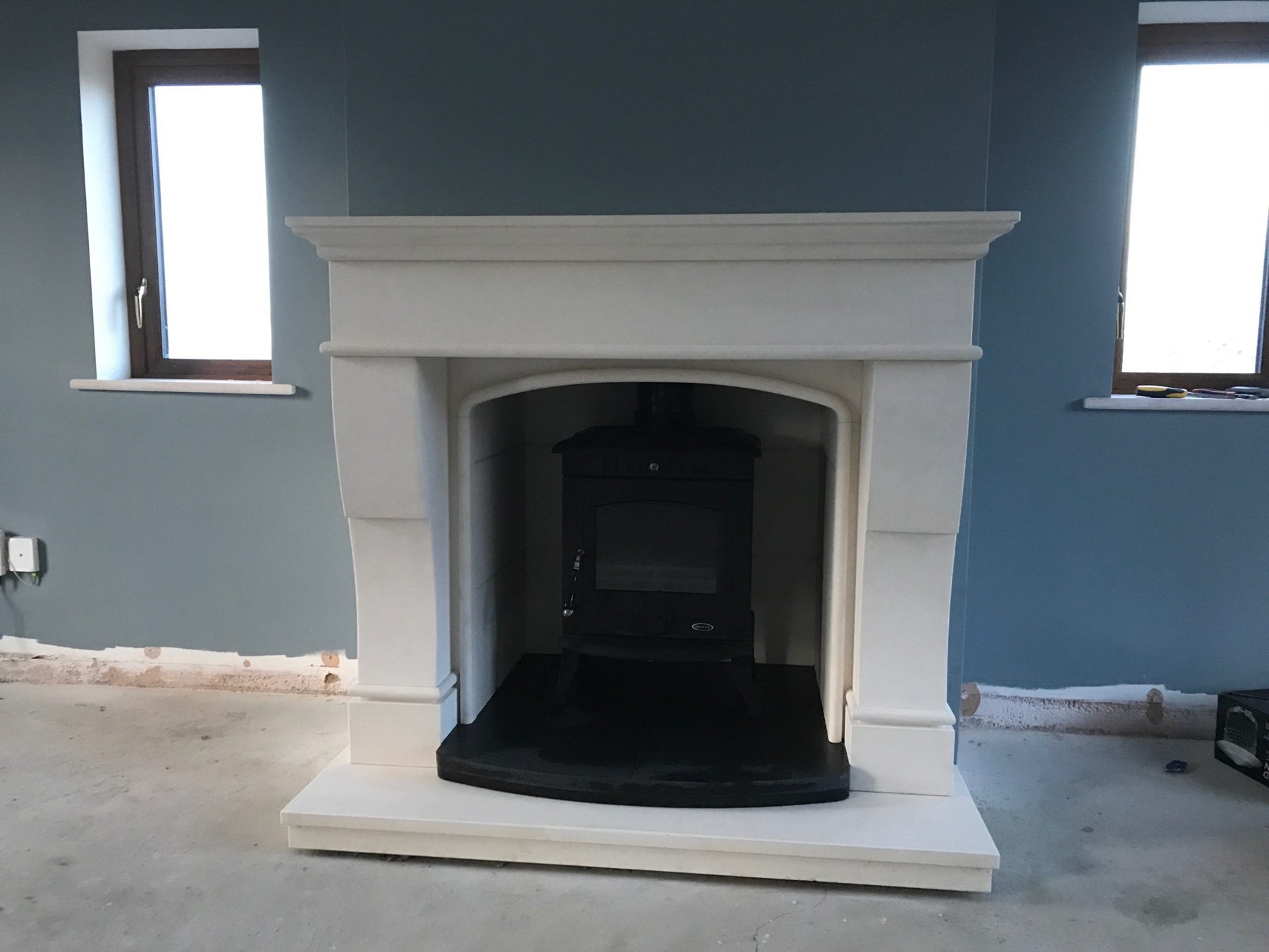 Bespoke Limestone Fireplace and Stove