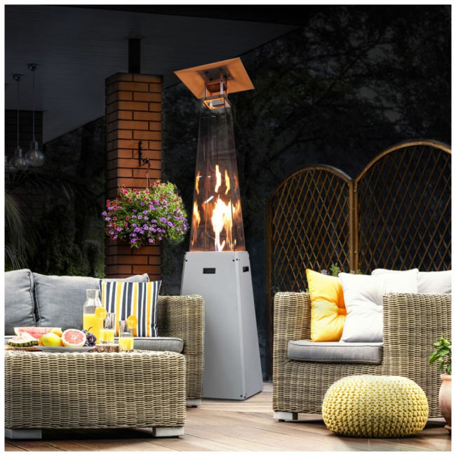 Kratki Umbrella White Patio Gas Heater Without Brackets