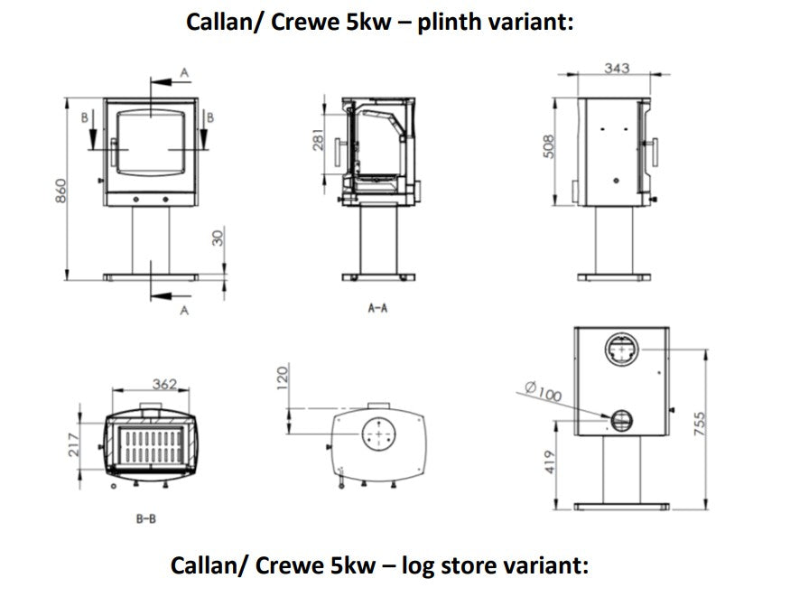 Mazona Eco Callan 5kw  Pedestal  Multi Fuel Stove
