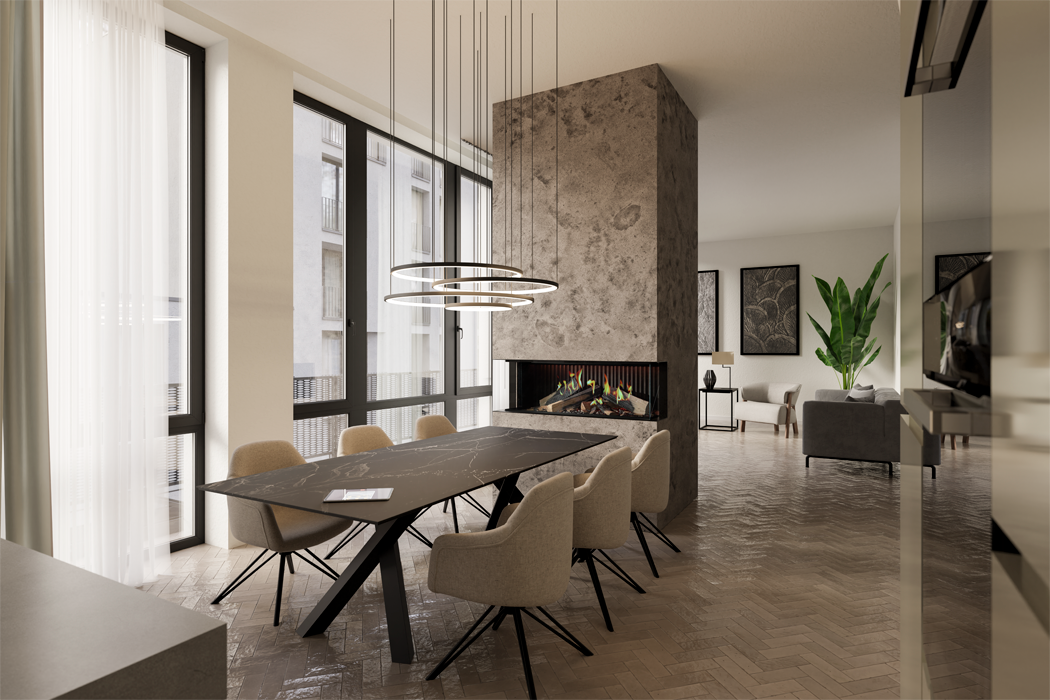 Dru Virtuo Evolve 100/3, 3 Sided Electric Fire