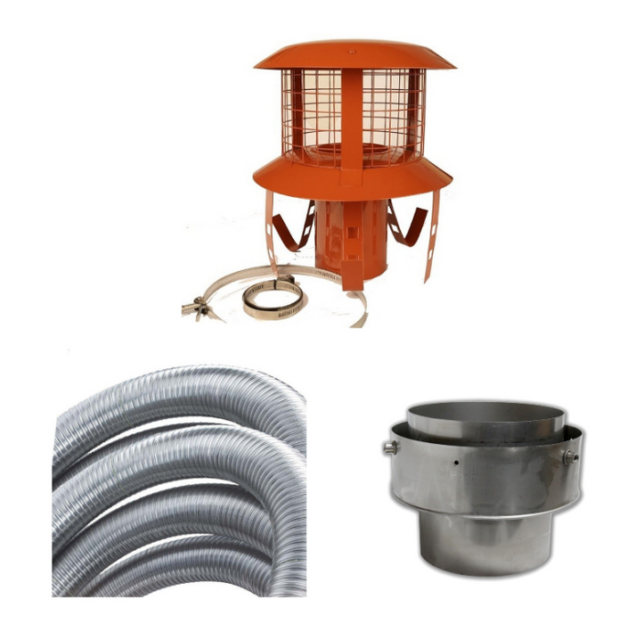 9m x 6" 316 Flexible Flue Kit, Terracotta Pot Hanger and 5-6 Adaptor