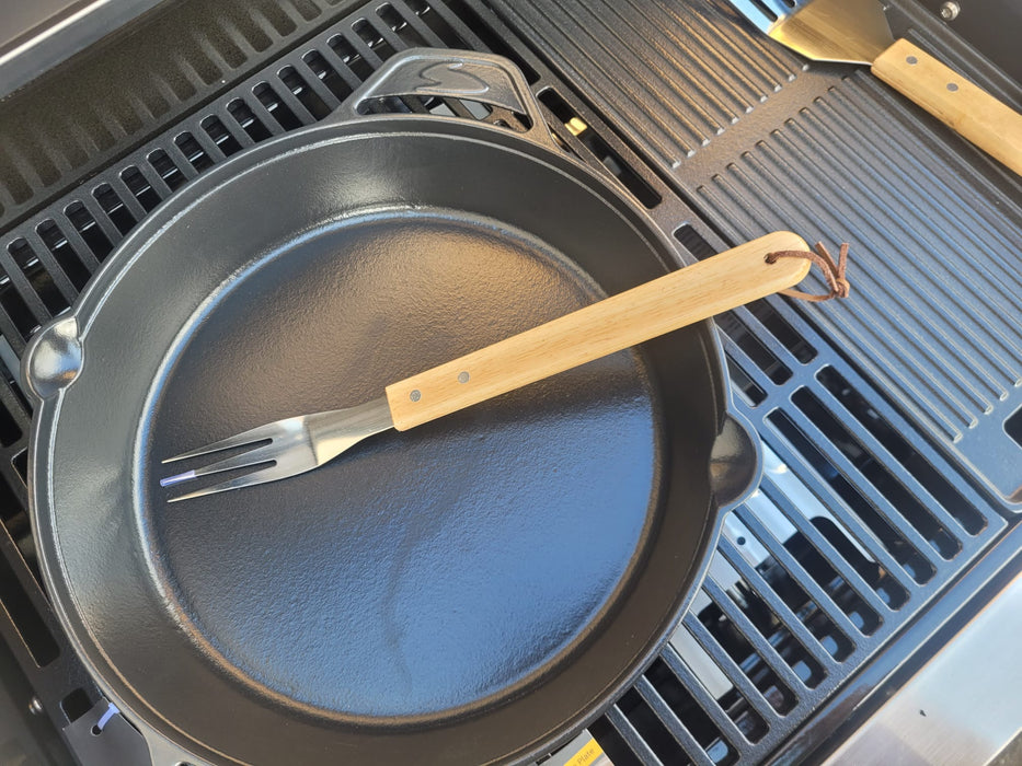 Stainless Steel BBQ Grill Tool Set 3-Piece With Wooden Handles