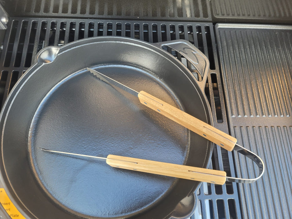 Stainless Steel BBQ Grill Tool Set 3-Piece With Wooden Handles