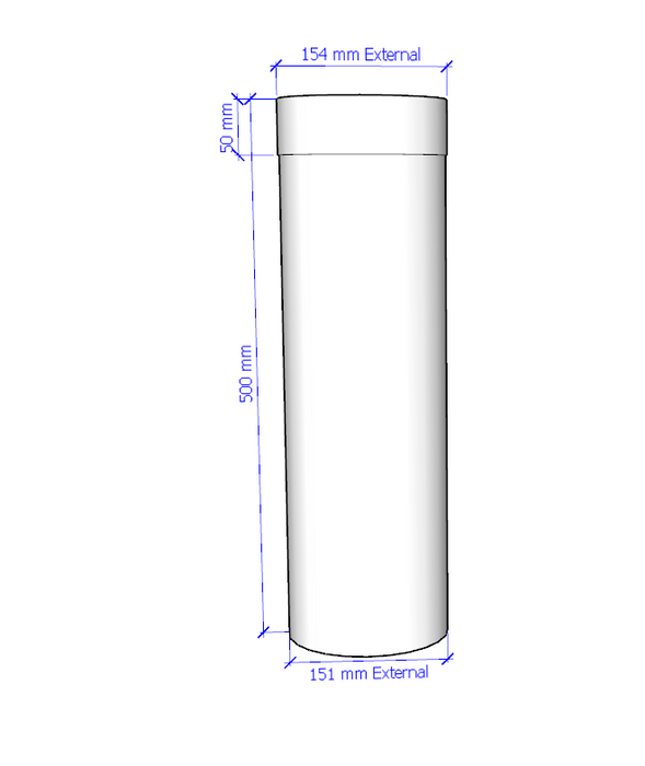 6" 500mm SS Flue Pipe (MI System 1)