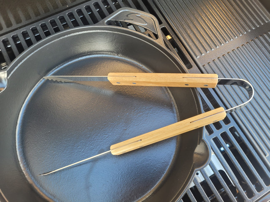 Stainless Steel BBQ Grill Tool Set 3-Piece With Wooden Handles