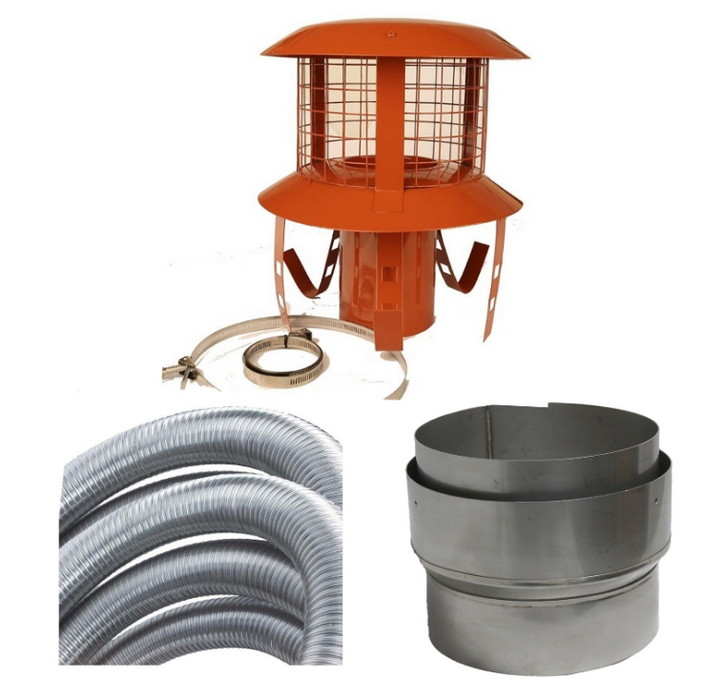 9m x 5" 316 Flexible Flue kit,Terracotta Pot Hanger and Adaptor