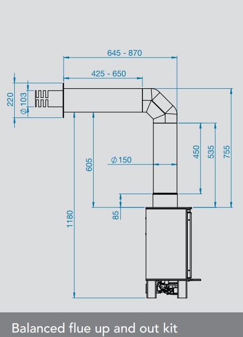 ACR Wychwood Balanced Flue Diagram Up and Out