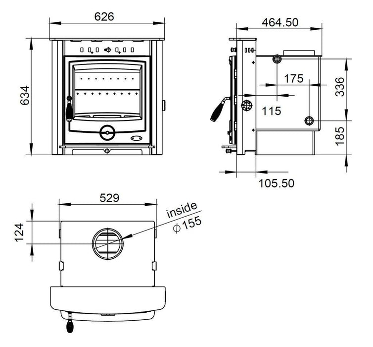 Henley Achill 17.5kW Matt Black Inset Boiler Stove (Eco)