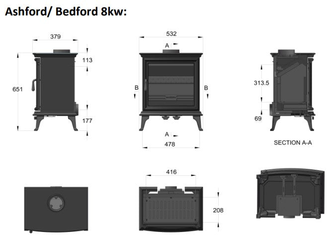 Mazona Shelbourne Eco 8kW Cast Iron Stove