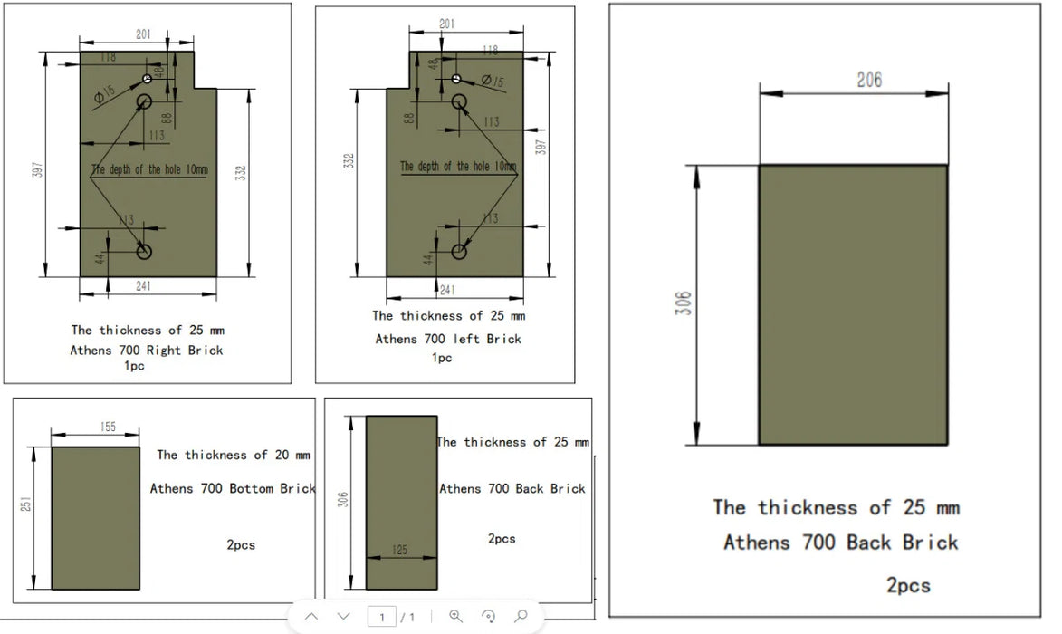 Henley Brick Set Athens / Orion 700 Vermiculite Full Set