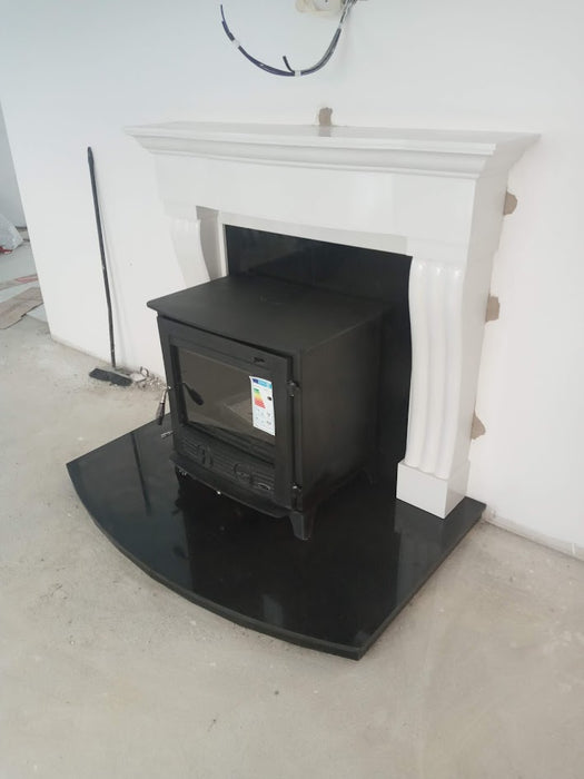 Custom Polished Black Granite Curved Hearth (2 Piece)