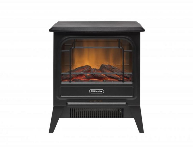 Dimplex Microstove 1 Black electric stove with flame effect on a white background
