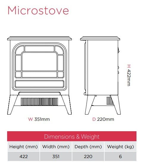 Dimplex Mircostove Dimensions
