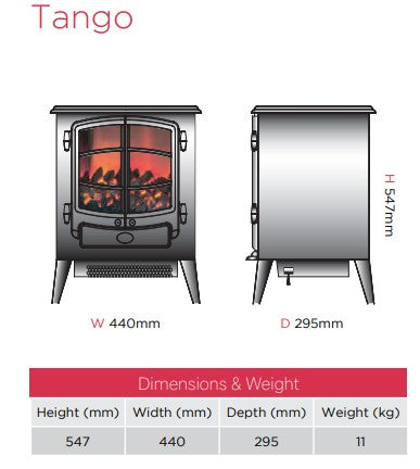 Dimplex Tango stove Coal effect with Remote Control