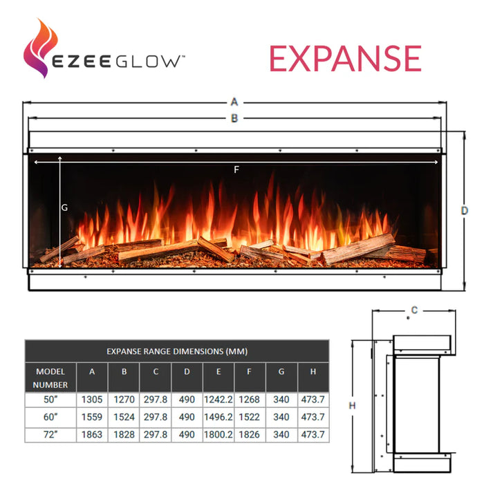 Ellere Vista 130 Sided Electric Fire