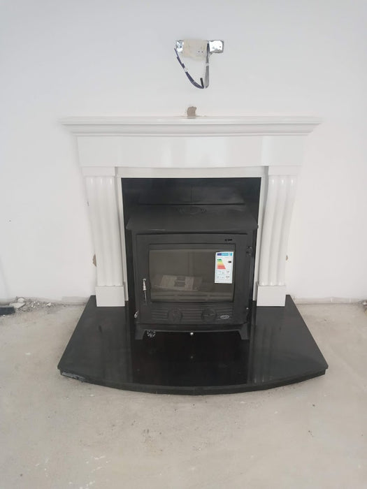 Custom Polished Black Granite Curved Hearth (2 Piece)