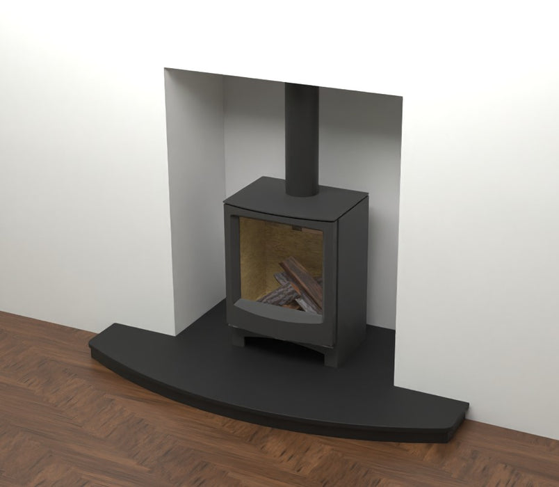 Custom Polished Black Granite Curved Hearth (2 Piece)