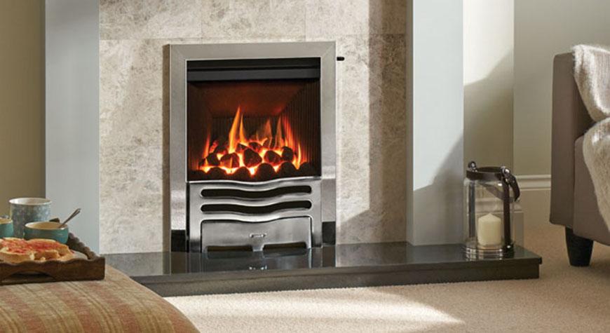 Gazco Logic HE Wave, Natural Gas Fire with Logs, Conventional Flue