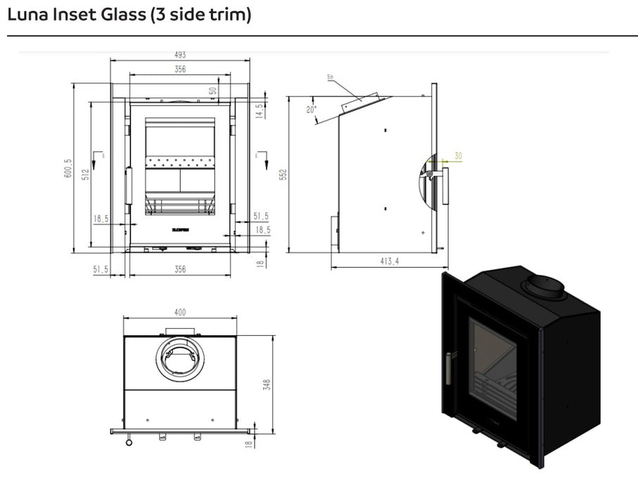 ElcoFire Luna Glass Multi Fuel Cassette Stove