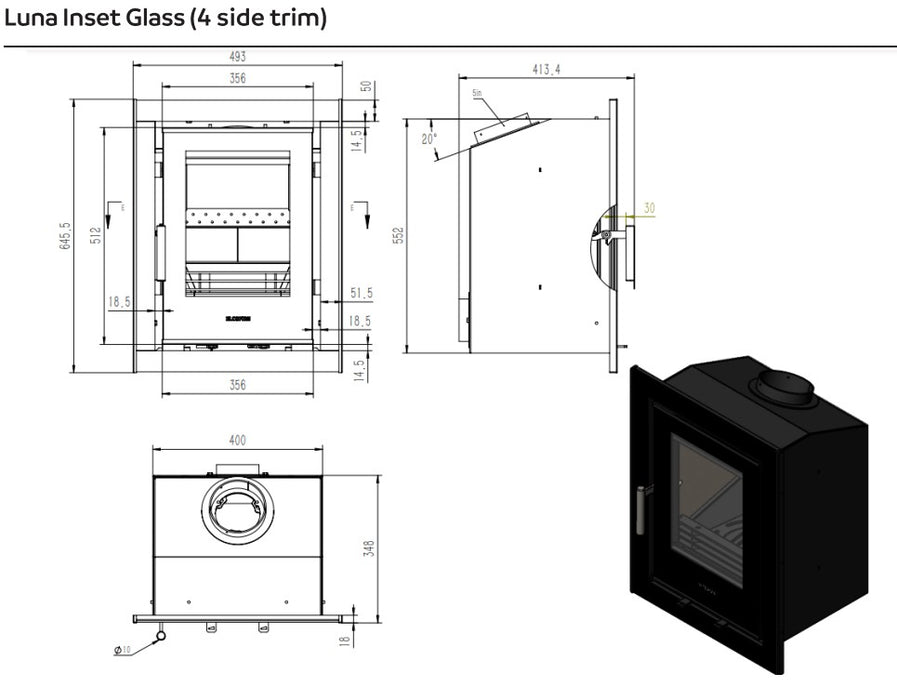 ElcoFire Luna Glass Multi Fuel Cassette Stove