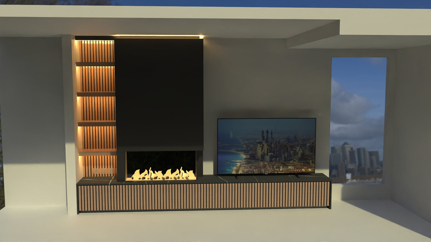 Media Walls with Fireplaces