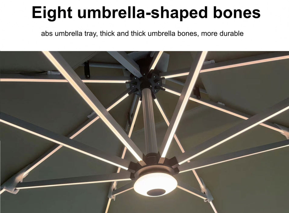 Luxury Commercial Grade Parasol Umbrella with Solar LED Lighting, Cream