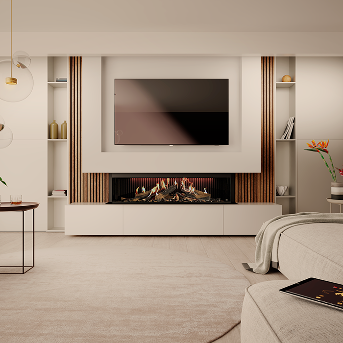 Dru Virtuo 150 Evolve,  Clear View+ glass 3 Sided Electric Fire