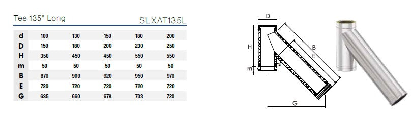Solinox 150 Twin Wall Black 135 DEGREE EXTENDED TEE