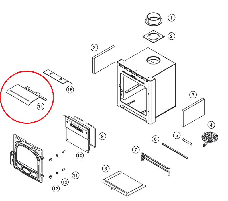 Stovax Stockton/View 7 Inset Lower Baffle Plate