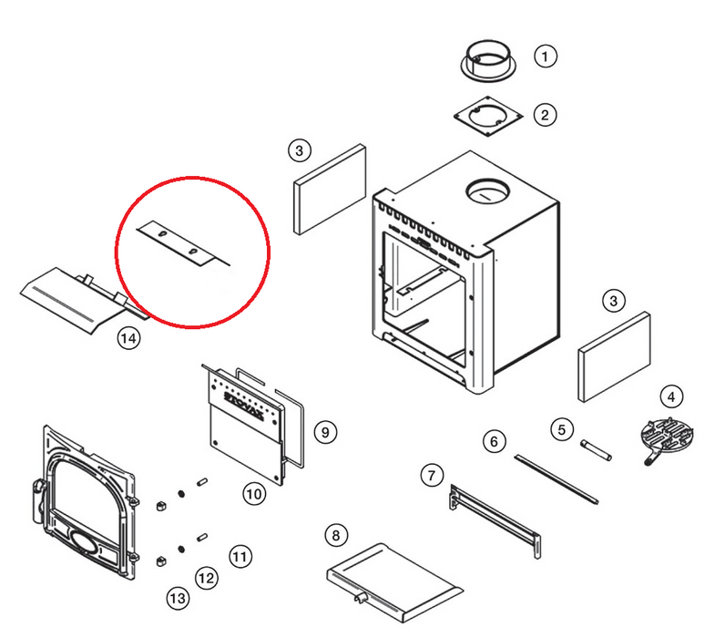 Stovax Stockton/View 7 Inset Upper Baffle Plate
