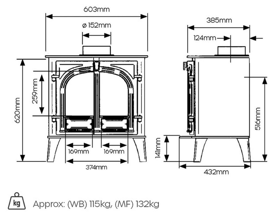 Stockton 8 Flat Top Eco Stove (Double Or Single Door)