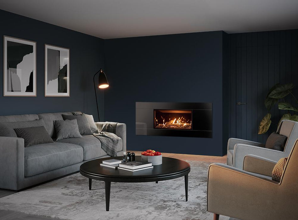 Gazco Studio 1 Glass gas fire, with Log-effect fuel bed and Black Glass lining