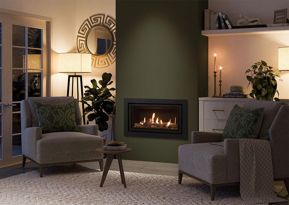 Gazco Studio 1 Profil gas fire in Anthracite with Log-effect fuel bed and Black Reeded lining