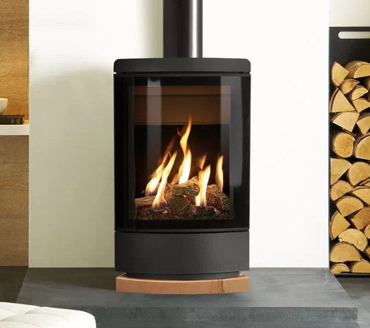 Gazco Loft Natural Gas Balanced Flue with Logs in Graphite