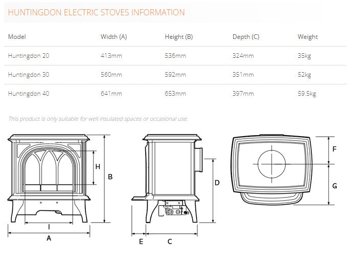 Gazco Huntingdon 40 - Matt Black, Clear Door Electric Stove