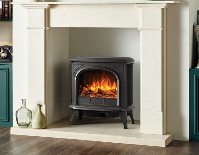 Gazco Huntingdon 40 - Matt Black, Clear Door Electric Stove