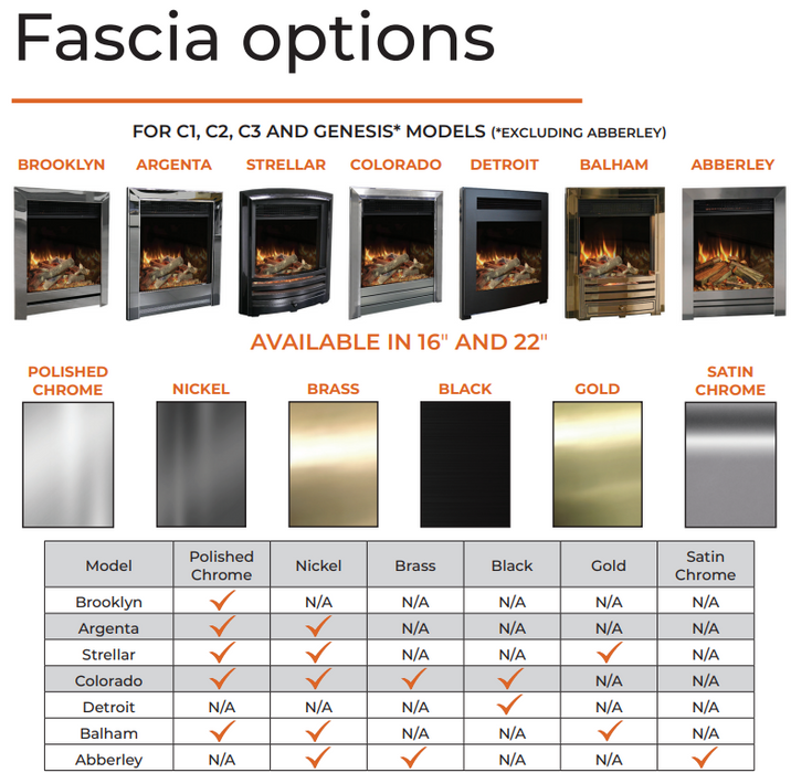 Evonic C1 22" Colorado Fascia Inset Electric Fire