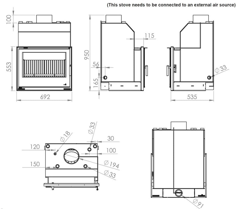 Henley Portimao 21kW Boiler Black Glass