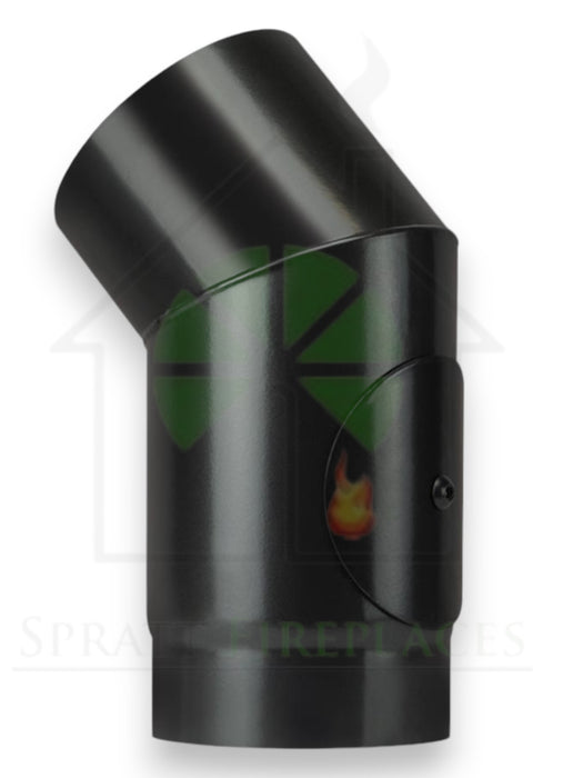 Save 5" 45 Degree Matt Black Vitreous Enamel Flue Pipe With Door