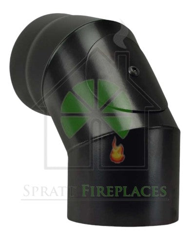 Save 5" 90 Degree Matt Black Vitreous Enamel Flue Pipe With Door