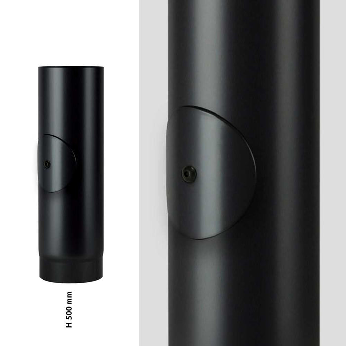 Save 5" 500mm Matt Black Vitreous Enamel Flue Pipe With Door