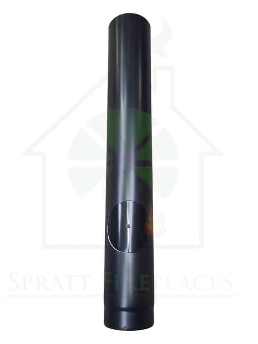 Save 6" 500mm Matt Black Vitreous Enamel Flue Pipe With Door